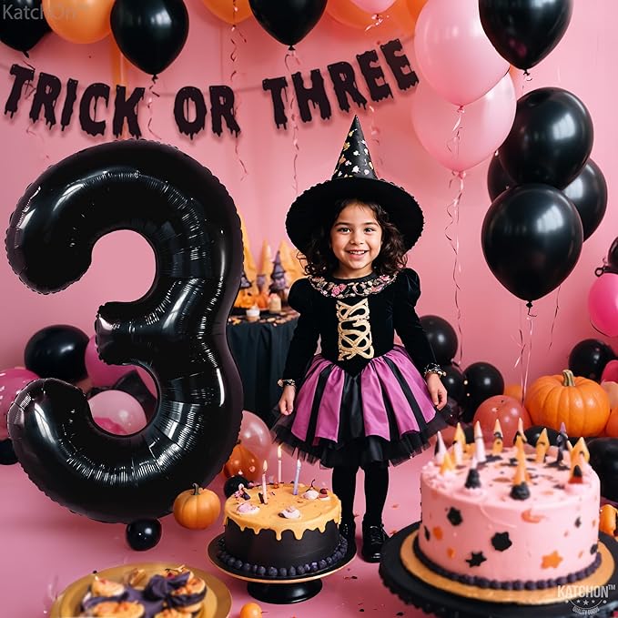 KatchOn Black Number 3 Balloon - Giant, 40 Inch | 3rd Birthday