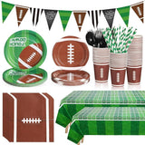 195 Pcs Football Party Supplies 24 Guest Disposable Dinnerware with