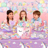 Unicorn Birthday Decorations Plates Napkins Cups Cutlery Hanging