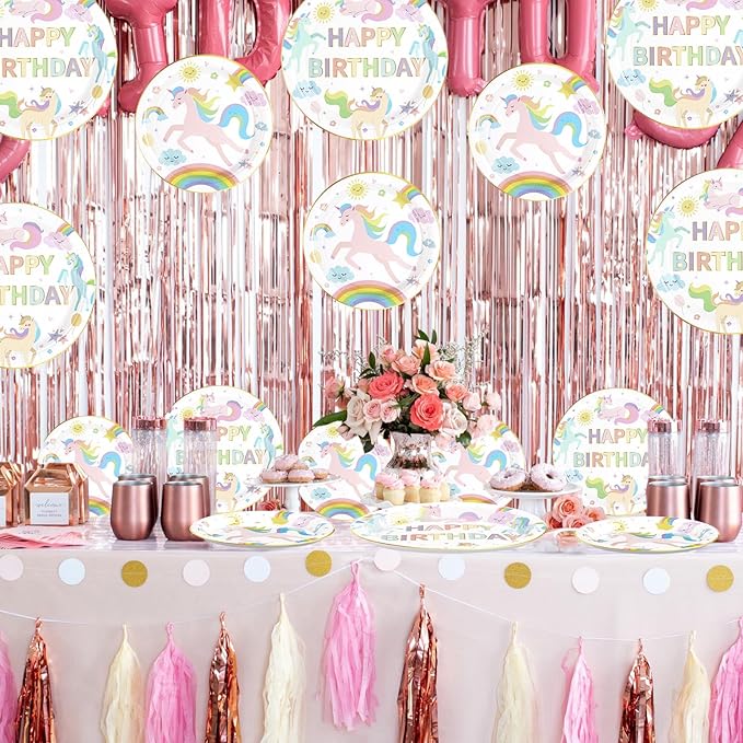 96Pcs Magical Pastel Unicorn Birthday Party Decorations 350 GSM