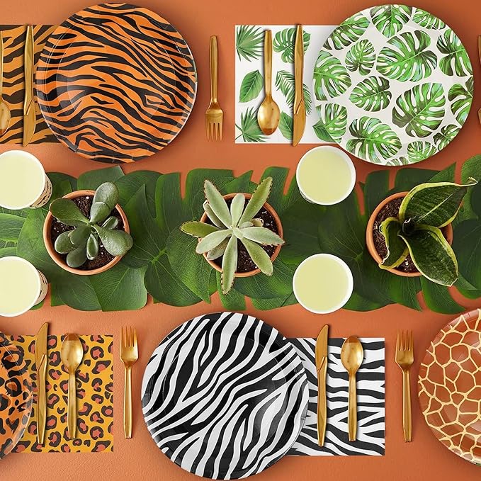 100Pcs Jungle Safari Wild Animal Party Supplies Disposable jungle