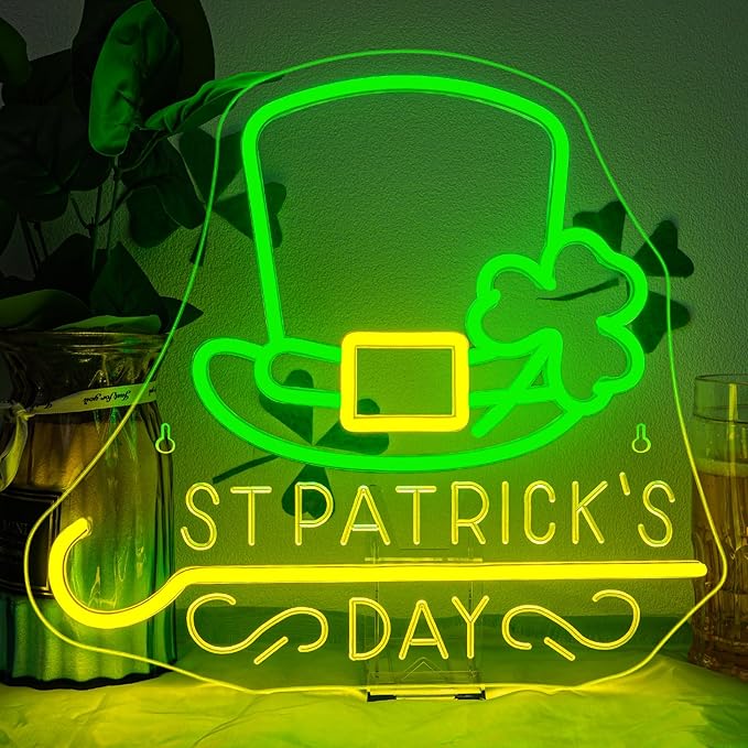 St Patricks Day Neon Sign Shamrock Neon Light LED Signs St Patricks