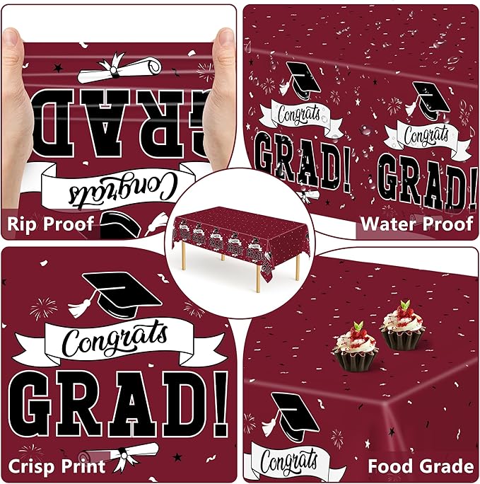 QZYL 2 PCS Graduation Decorations 2026, 108" X 54" Maroon Graduation