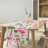 Summer Flamingo Table Runner, Cute July Christmas Flamingo Tropical