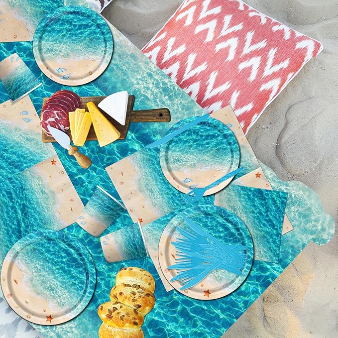 Beach Party Supplies 142Pcs Ocean Waves Birthday Party Supplies