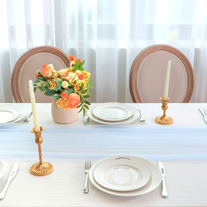 Snowkingdom Light Blue Table Runner 10FT, Baby Blue Sheer Cheesecloth