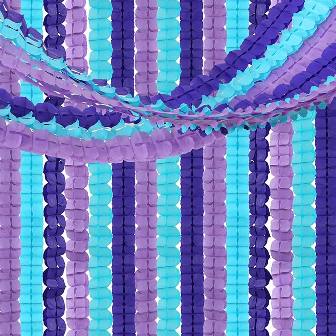 Purple Blue Mermaid Party Decorations Garland Streamers 12pcs Girls