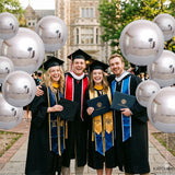 Metallic Silver Balloons - 22 Inch, Pack of 14 | 4D Round Foil