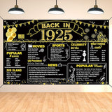 DARUNAXY 101st Birthday Black Gold Party Decoration, Back in 1925