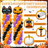 2 Set Halloween Balloon Column Stand Kit with Cat Head Scary Pumpkin