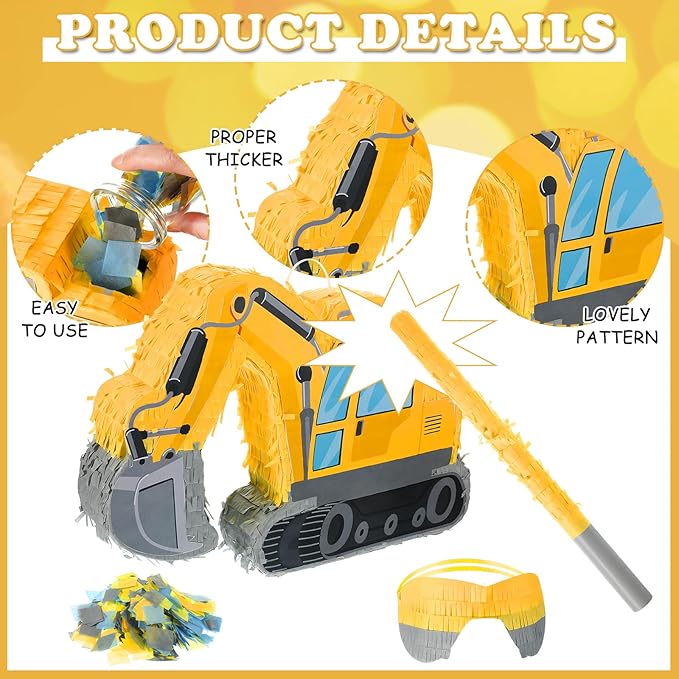 Excavator Construction Truck Pinata for Boys Birthday Party Supplies