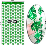 2 Packs Jungle Leaf Foil Fringe Curtain, Green Glitter Tropical Palm