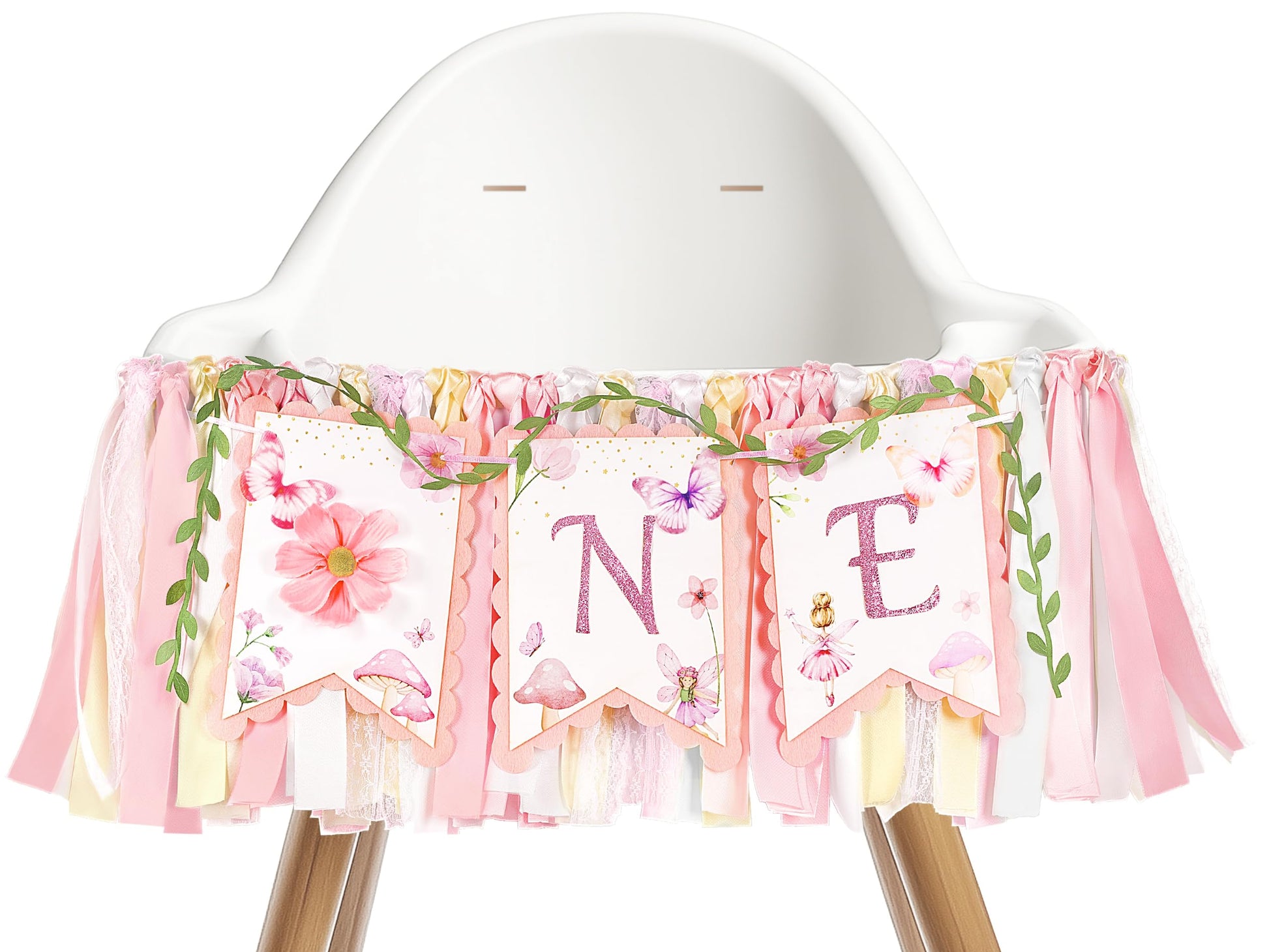 Kriyokiaa Highchair Banner 1st Birthday Girl Floral and Butterfly