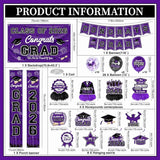 Graduation Decorations 2026 Purple Graduation Party Decor Set include