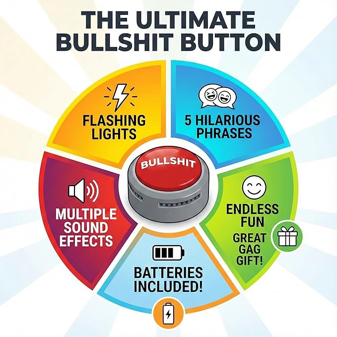 Bullshit Button – The Official Hilarious BS Button with Sound Effects
