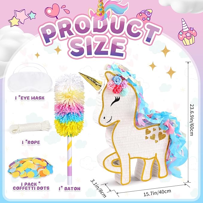 24 Large Rainbow Unicorn Pinata for Birthday Party Large Magical