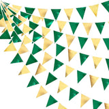 Green Gold Party Decorations Metallic Fabric Triangle Pennant Banner