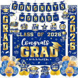 Graduation Decorations 2026 Blue and Gold Set, Congrats Grad Decor