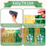 Voircoloria 3 Pack 3.3 x 8.2 ft Green and Gold Foil Fringe Backdrop