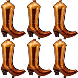 Wettarn 6 Pcs Cowboy Boot Balloons Bulk 25.6 Inch Large Cowgirl Rodeo