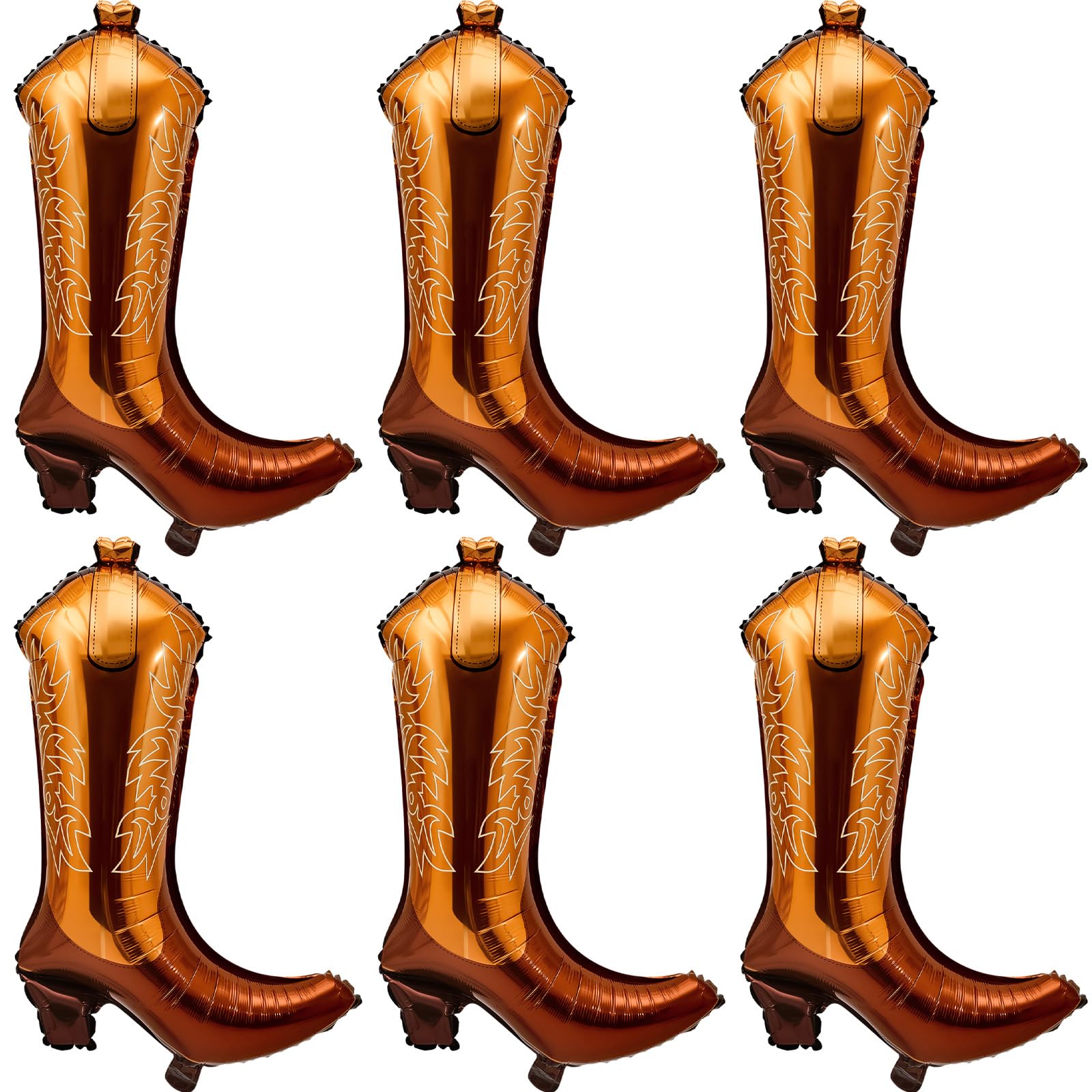 Wettarn 6 Pcs Cowboy Boot Balloons Bulk 25.6 Inch Large Cowgirl Rodeo