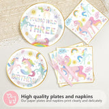 96 Pcs Magical Pastel Unicorn 3rd Birthday Party Supplies Young Wild