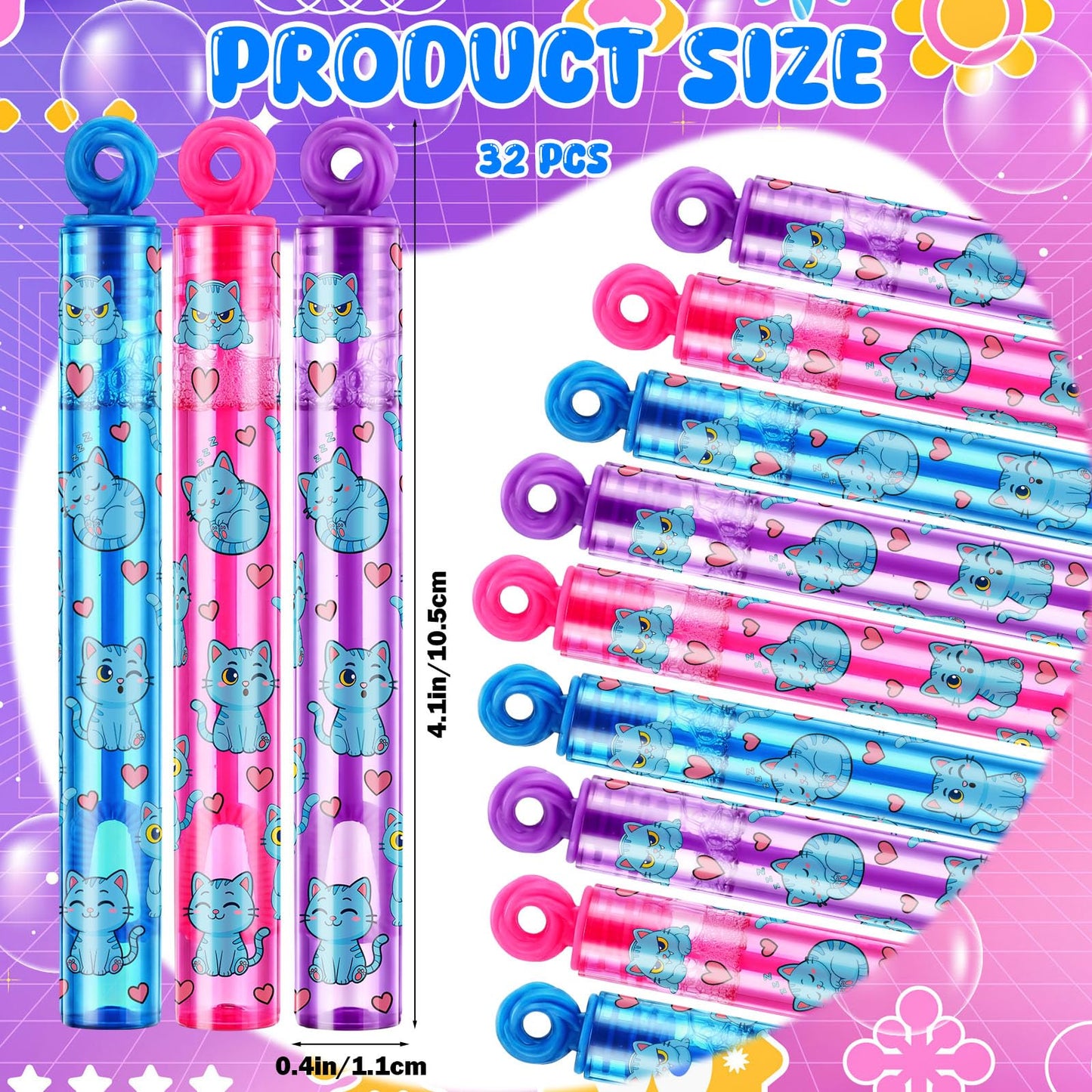 Rotatingpals 32 Pcs Kpop Bubble Wands Tiger Decals for Kpop Bubbles