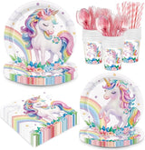 192pcs Unicorn Plates Napkins Unicorn Birthday Party Supplies