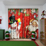 2 Pcs Christmas Curtains for Living Room Snowman Santa Claus