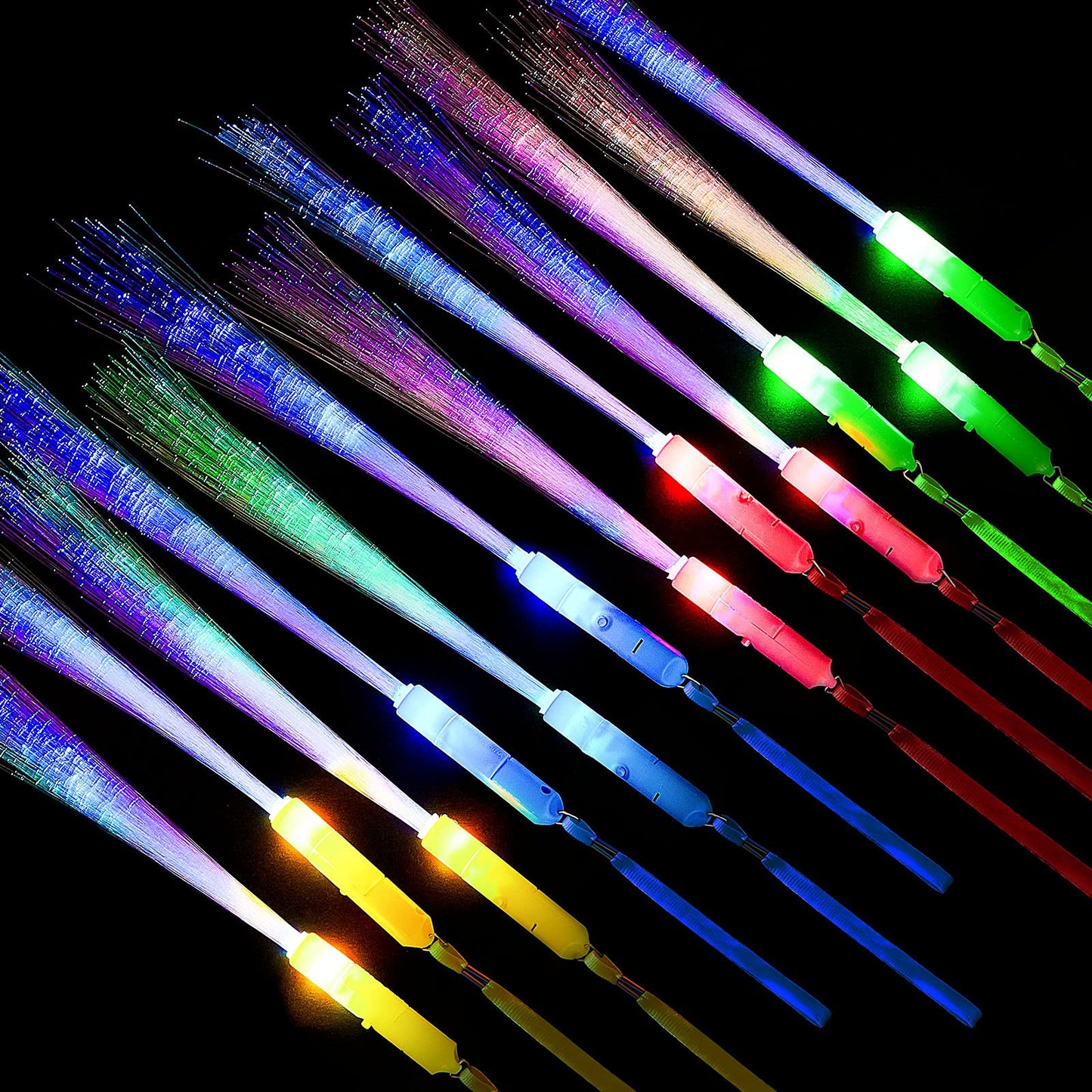 Zhanmai 24 Pieces Upgraded Glow Fiber Wands Sticks K-pop Concert LED