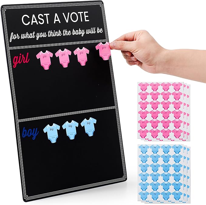 Gender Reveal Voting Board Game Set with 144 Stickers Cast Your Vote