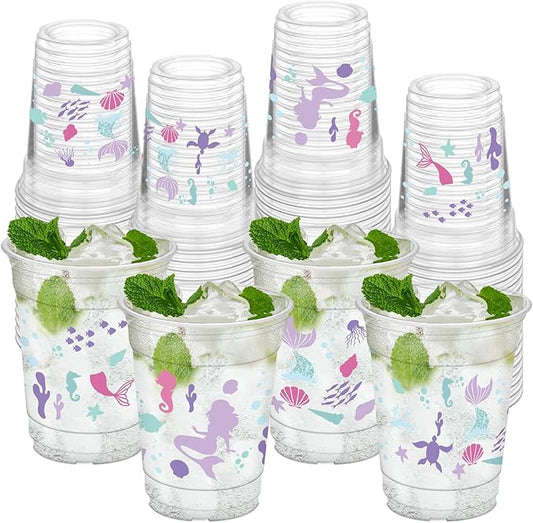 50Pcs Mermaid Cups 12 Oz Mermaid Party Cups for Baby Shower Ocean