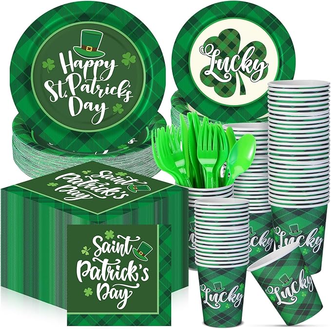 210 Pcs Happy St Patrick's Day Party Supplies Plates Napkins