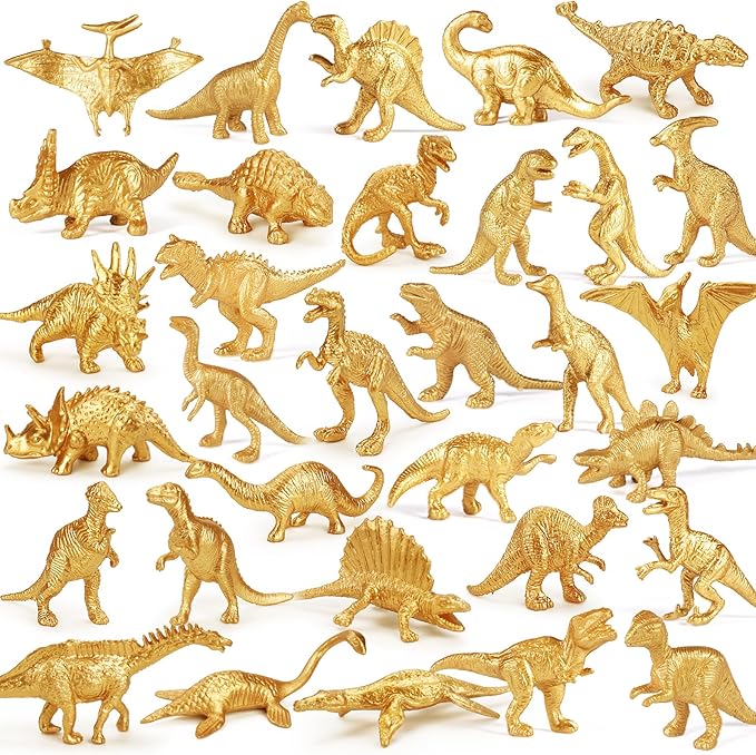 Gold Plastic Mini Dinosaur Figures Toys 48PCS Party Favors Supplies