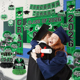 Graduation Decorations 2026 Green Graduation Party Decor Set include