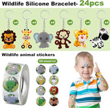 121 Pcs Jungle Safari Party Favors Animals Theme Birthday Supplies