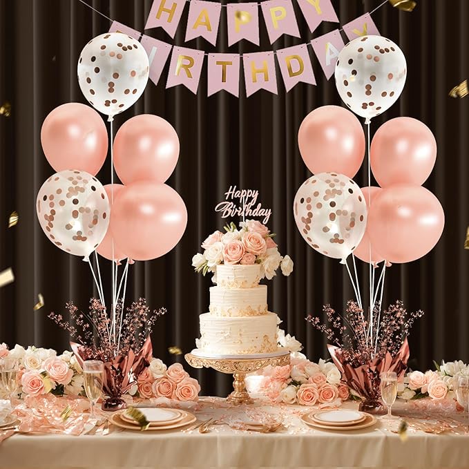 2 Set Rose Gold Christmas Table Balloons Foil Spray Table