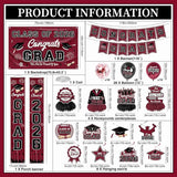 Graduation Decorations 2026 Maroon Graduation Party Decor Set include