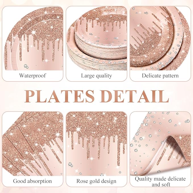 452 Pcs Rose Gold Party Supplies Birthday Decorations Include Glitter