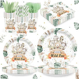 168PCS Wild One Party Supplies for Boys Girls Kids Jungle Animals