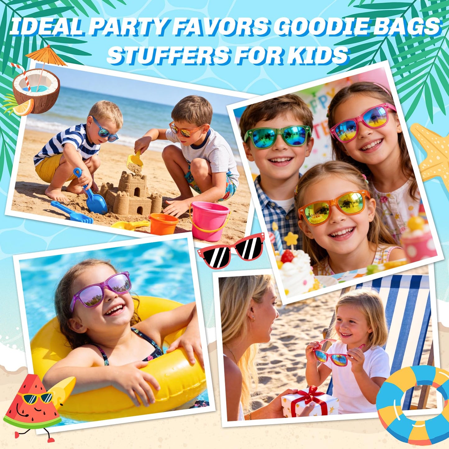 Party Favors Kids Sunglasses - Toddler Sunglasses Bulk for Kid Age