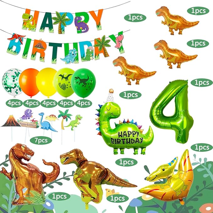 Dinosaur Birthday Party Supplies - Dinosaur Decorations, Foil