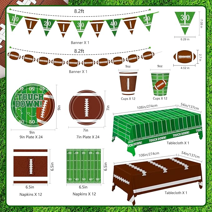 Football Party Decorations Football Party Supplies Kit Serve 24