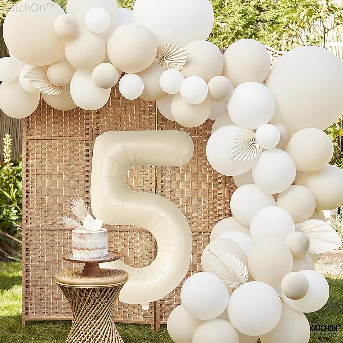 KatchOn, Gaint Cream White 5 Balloon Number - 40 Inch | 5 Birthday