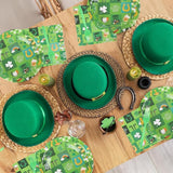 200Pcs St Patrick's Day Party Plates Supplies Green Shamrock Paper