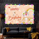 Dicodes Custom Groovy Hippie Happy Birthday Backdrop Retro Boho Girls