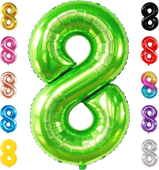 KatchOn, Light Green Number 8 Balloon - 40 Inch | Green Neon 8