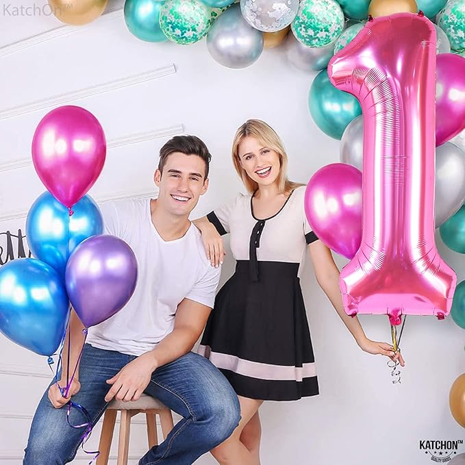 KatchOn, Hot Pink 1 Balloon Number for First Birthday - 40 Inch |