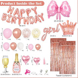 Ouddy Life Rose Gold Birthday Decorations for Women Girls Happy