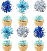 Gyufise 30Pcs Foil Firework Cupcake Toppers Sparkle Tinsel Cake #5